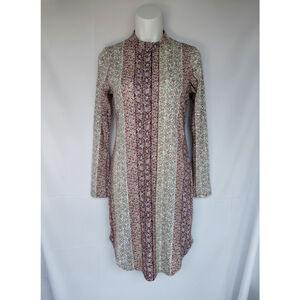 Love Cameron LA Pink & Ivory Floral Print Long Sleeve Stretch Mini Dress Size...